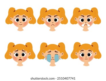 Conjunto o Paquete de emojis de expresión facial infantil lindo