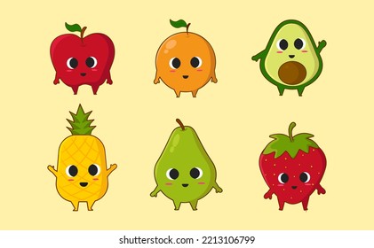 Set bundle Cute Fruits Cartoon