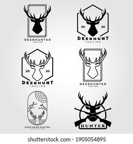 Set Bundle Deer Logo Collection Deer Hunting Vector Illustration Design