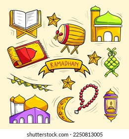 set bundle doodle ramadan Ilustración islámica