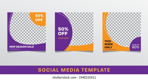 Set of bundle Editable modern Social Media banner Template. Anyone can use This Design Easily. Promotional web banner for social media.