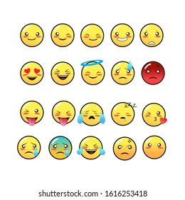 Set bundle of Emoticons vector illustration design. Set of Emoji  icons vector illustration design on white background