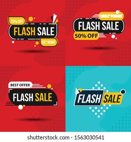 set bundle Flash Sale Design for business for business. Discount Banner Promotion Template