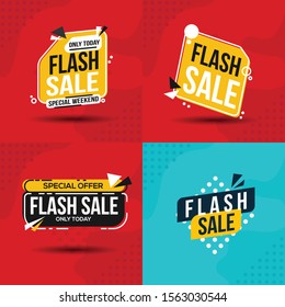 set bundle Flash Sale Design for business for business. Discount Banner Promotion Template