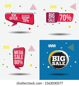 set bundle Flash Sale Design for business for business. Discount Banner Promotion Template