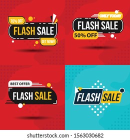 set bundle Flash Sale Design for business for business. Discount Banner Promotion Template