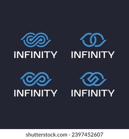 set bundle flat infinity logo design template