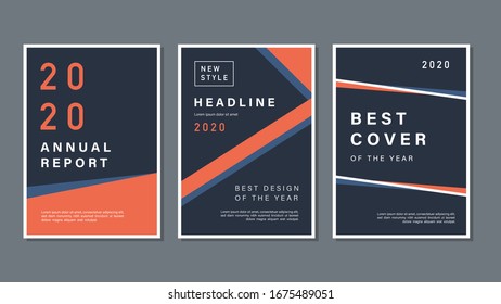 Set bundle of Geometric Cover Designs for Annual Report, Brochures, Flyers, Presentations, Leaflet, Magazine A4 Size. Cover template design vector with geometric shapes background.