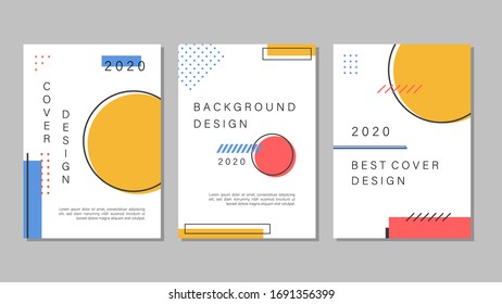 Conjunto de diseños de portada geométrica para el Informe Anual, Folletos, Volantes, Presentaciones, Prospecto, Magazine A4 Size. Vector de diseño de plantillas de portada con fondo de formas geométricas.