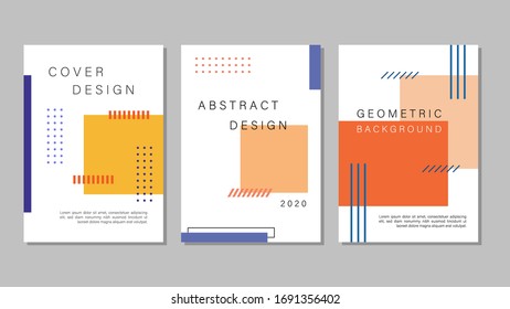 Set bundle of Geometric Cover Designs for Annual Report, Brochures, Flyers, Presentations, Leaflet, Magazine A4 Size. Cover template design vector with geometric shapes background.