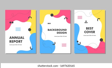 Set bundle of Geometric Cover Designs for Annual Report, Brochures, Flyers, Presentations, Leaflet, Magazine A4 Size. Cover template design vector with abstract geometric shapes background.