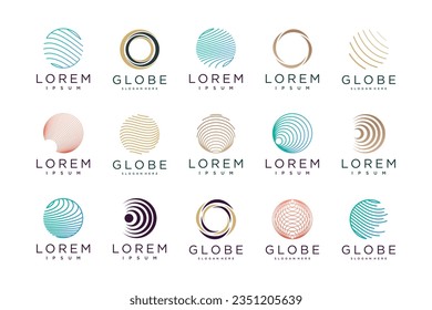 Conjunto de elementos de diseño del logo del globo de haz con concepto moderno creativo