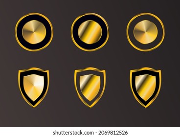 Set bundle of golden emblemstamp for product category needs, like best product, best seller, premium quality etc