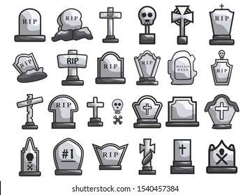 Set bundle Gravestone halloween vector illustration with clean background