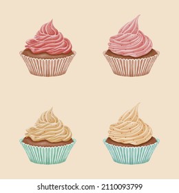 set bundle hand drawn cup kake illustration