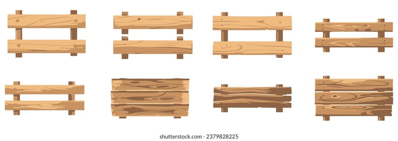 set of bundle illustration of wooden planks on a wooden pole stick. isolated on a white background. eps 10