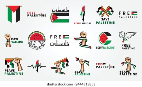 set bundle international day of solidarity the palestinian people with flag vector illustration