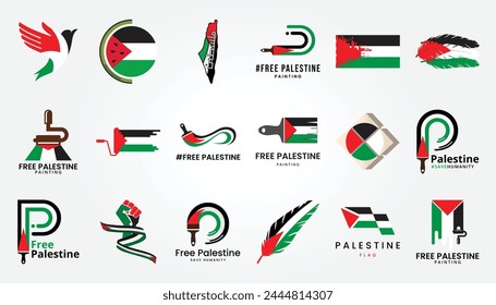 set bundle international day of solidarity the palestinian people with flag vector illustration