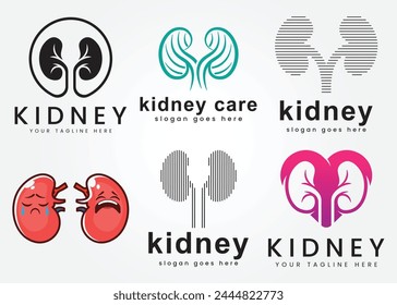 set bundle Kidney logo designs concept vector, Kidney Care logo symbol template