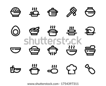 set bundle of kitchen and food utensils
