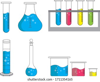 set bundle laboratory equipment vectore