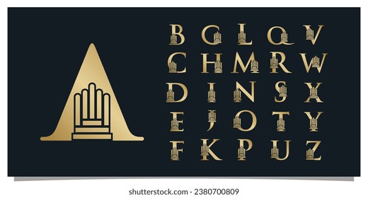 Set bundle legal pillar logo design initials with creative concept premium vector