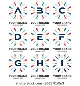 set bundle of a to i letter logo design, with colorful for celebration event, business vector template