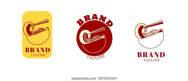 set bundle logo noodle and different style logo, and editable logo