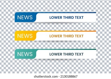 Set of bundle lower third vector design banner with yellow, blue and green shape strip color. Modern broadcast news lower for TV Bars, Breaking, Sport, Video Channel, Interface Sign, Screen, Show.