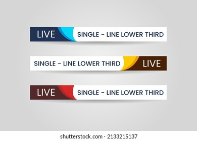 Set of bundle lower third vector design background texture banner template with orange, red and blue shape strip color. Modern broadcast news lower for TV Bars, Sport, Video Channel, Screen, Show.