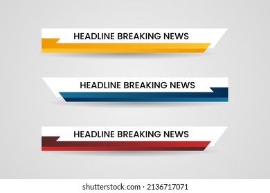 Set of bundle lower third vector design background texture banner template with yellow, red and blue shape strip color. Modern broadcast news lower for TV Bars, Sport, Video Channel, Screen, Show