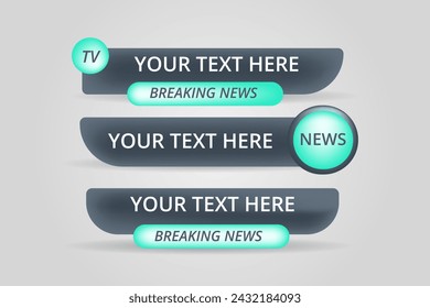 Set of bundle lower third vector design banner with shape strip color. Modern broadcast news lower for TV Bars, Breaking, Sport, Video Channel, Interface Sign, Screen, Show.