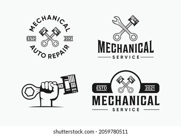 set bundle mechanical service premium vector