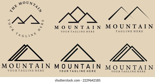 Set bundle Minimal line art mountain icon creative design