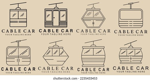 Set bundle Minimal line art cable car icon creative design