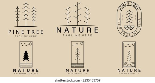 Establecer el paquete Icono de la naturaleza del arte de línea mínima diseño creativo
