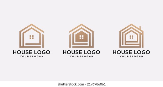 Set bundle of modern house logo design illustration with minimalist concept Premium Vector