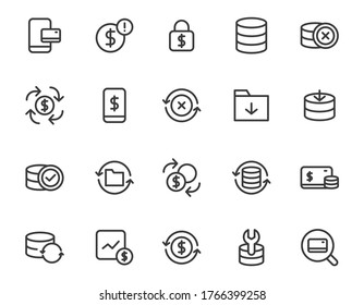 set bundle money currency icon