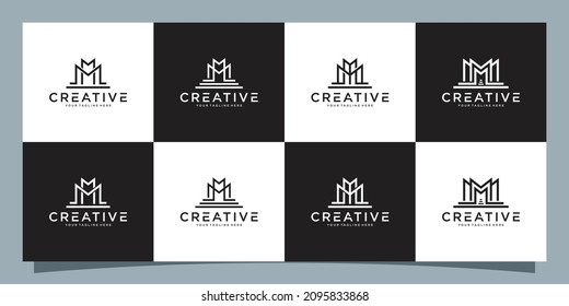 Set bundle of monogram logo design initial letter m Premium Vector