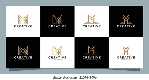 Set bundle of monogram logo design initial letter m Premium Vector
