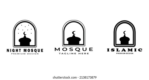 set bundle mosque logo design, icon, vector, illustration, package