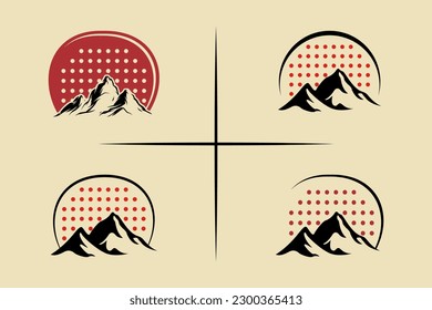 Set Bundle Mountain with padel logo design icon template element suitable for sports equipment business vector