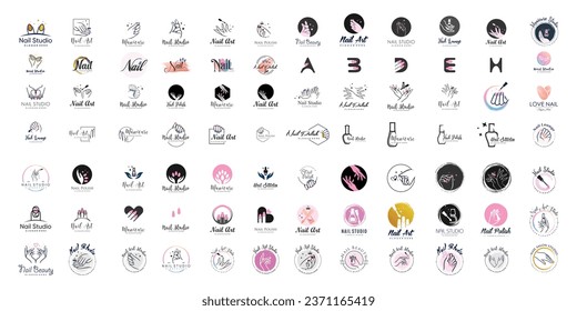 Set of bundle nail logo design element vector template