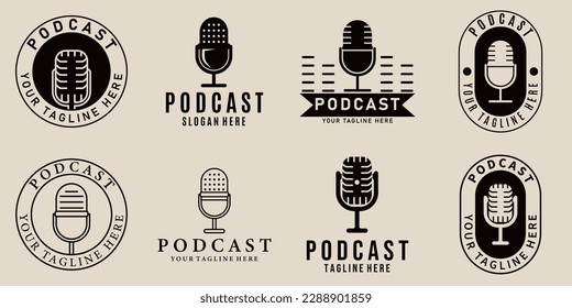 Set-Bundle-Logo-Linie Kunst und Vintage-Vektorgrafik-Design
