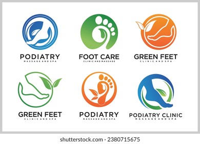 Paket Podiumsdiskussion Reflexology Logo Design einzigartiges Konzept Premium Vector