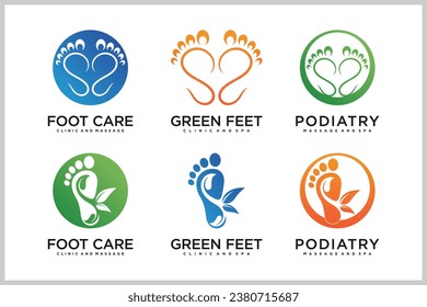 Set bundle podiatry Reflexology logo design unique concept Premium Vector