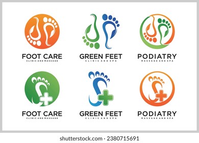 Set bundle podiatry Reflexology logo design unique concept Premium Vector