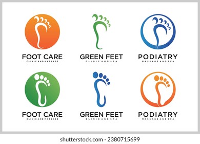 Set bundle podiatry Reflexology logo design unique concept Premium Vector
