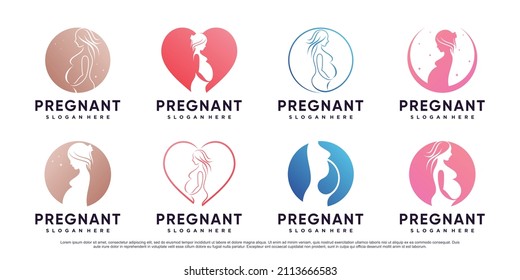 Establecer un conjunto de plantillas de diseño de logotipo preñadas con elemento creativo Vector Premium