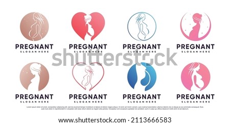 Set bundle of pregnant logo design template with creative element Premium Vector